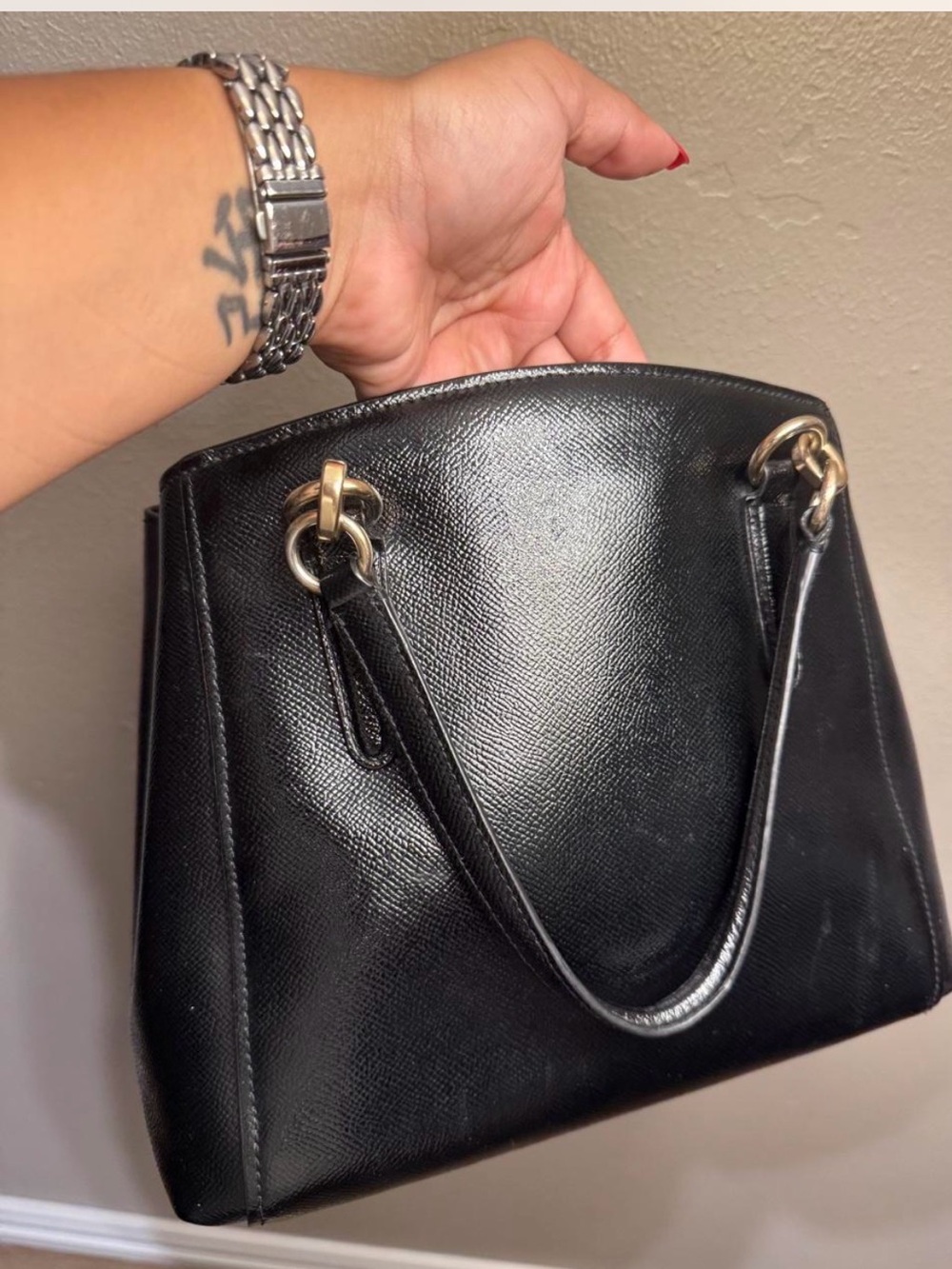 Coach Black Leather Shoulder Bag with Gold Hardware - Picture 3 of 5